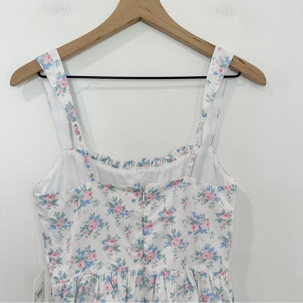 Altar'd State Isa Floral Mini Milkmaid Dress White Pink Blue Floral NWT Small - Picture 6 of 10